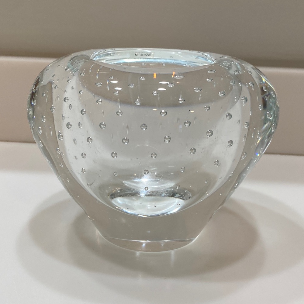 Evolution by Waterford Clear Glass Vase with Bubble Design Made in Poland